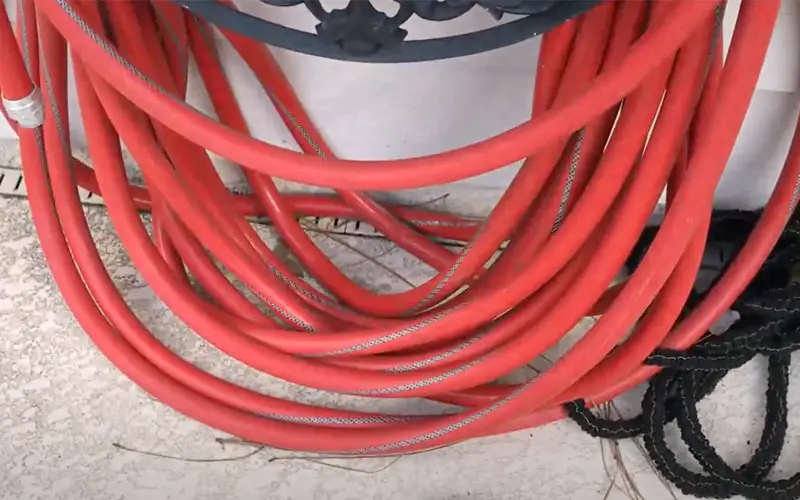 a red commercial hose